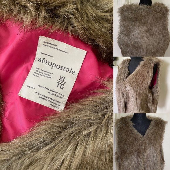A'EROPOSTALE FAUX FUR VEST XL NWOT - Picture 3 of 5